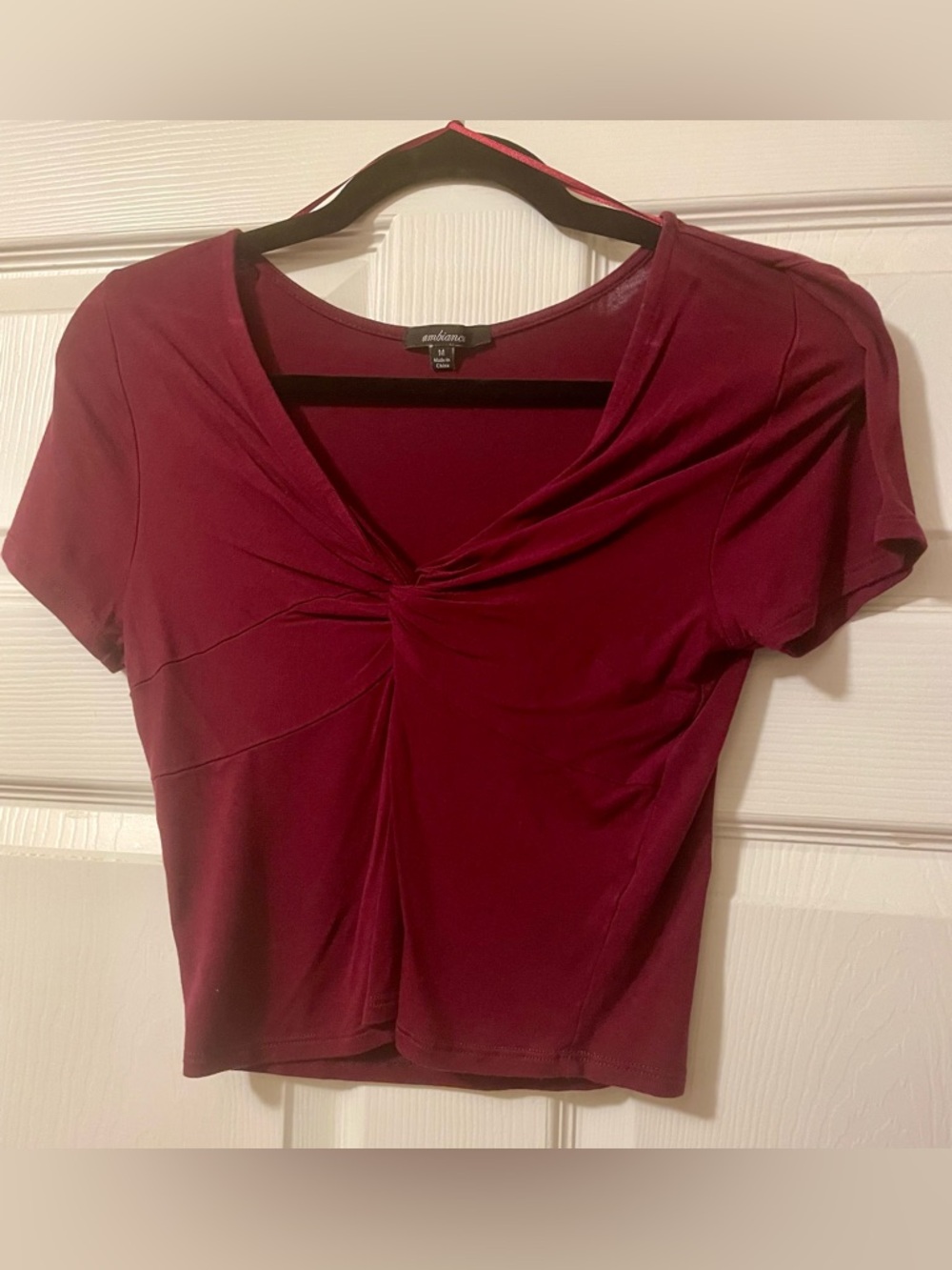 Twist-Knot Short Sleeve Top - Wine